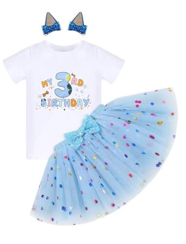 IMEKIS Toddler Birthday Outfit Ruffle Tutu Skirt Dog Ears Hair Clips Set Ideal for 1-6T Birthday Photoshoots  
IMEKIS Toddler Birthday Girl Outfit Shirt Ruffle Tutu Skirt Perfect for 1-6T Birthday Parties  
IMEKIS Cute Birthday Outfit Tutu Skirt with