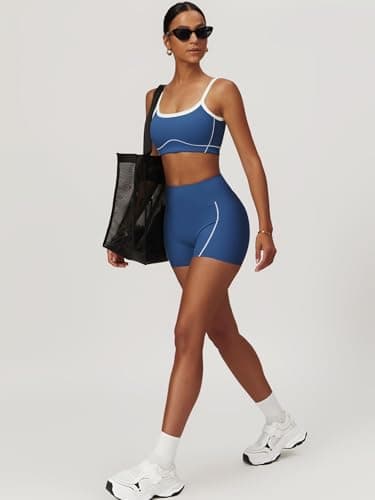 Color Block QBGJTD Women's Workout Set - Sports Bra & Lift Shorts Gym Wear