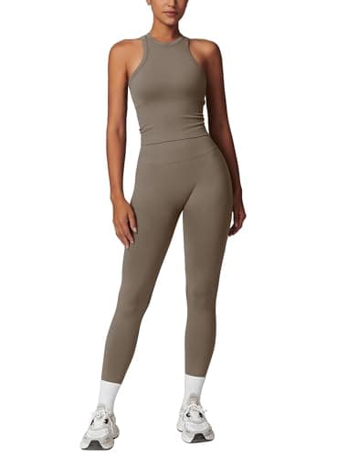 ABOCIW Women's Seamless Racerback Sports Bra & Leggings Set