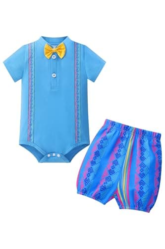 IMEKIS Baby Boys Mexican Bowtie Romper Shorts Set Ethnic Birthday Wear