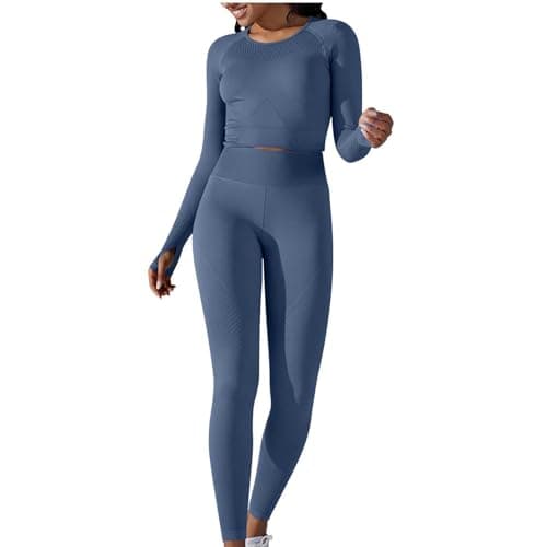 Fartey Women's Matching Workout Set High Waist Leggings & Zip Up Tops