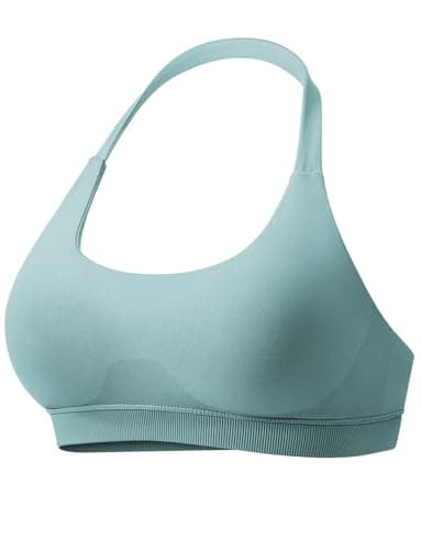 VOYJOY Women's Low Support Halter Workout Bra Seams-Free Yoga Crop Top