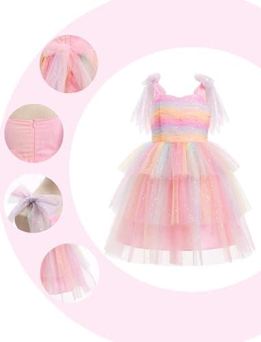 IMEKIS Shiny Heart Tulle Tutu Dress for Toddler Girls 4-10T