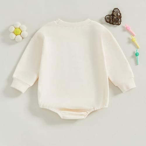 Honganda Baby Girl Long Sleeve Bow Embroidery Sweatshirt Romper Fall 1st Birthday Outfit