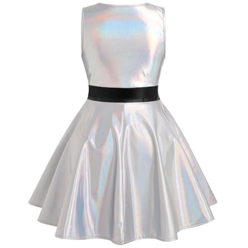 IMEKIS Girls Halloween Holographic Skater Dress 3-12T Cosplay Outfit