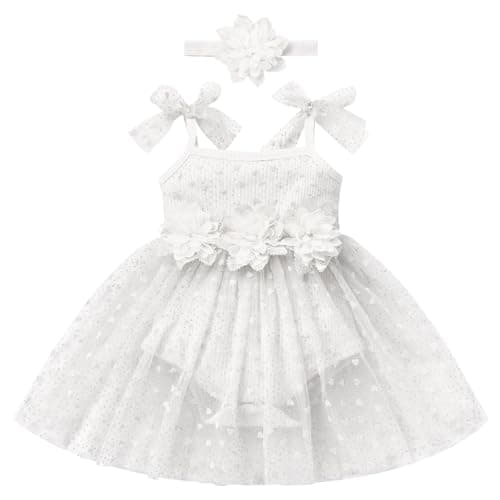 Newborn Baby Girl 1st Birthday Outfit Shiny Tulle Romper Dress Headband Cake Smash Photo Shoot