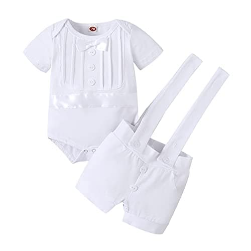 Baby Boys Christening Outfit Bowtie Romper Suit Set