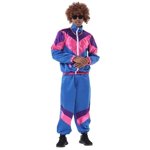 80s Workout Halloween Costume Color Block Windbreaker Outfit Set