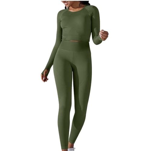 Fartey Women's Matching Workout Set High Waist Leggings & Zip Up Tops