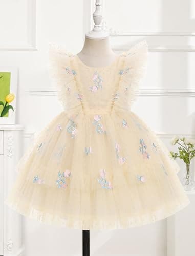IMEKIS Boho Confetti Stars Princess Dress for Toddler Kids 3-10T