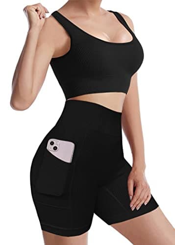 Niyokki Women's Seamless Crop Tops & Leggings Workout Set
