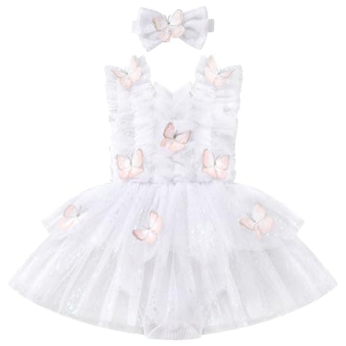 IMEKIS Baby Girls 1st Birthday Bee Floral Strawberry Dress Romper with Headband