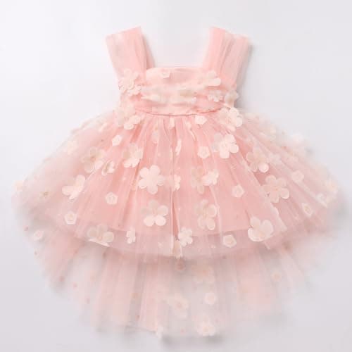 Toddler Girls' High-Low Flower Tulle Dress for Weddings, Parties, and Photoshoots