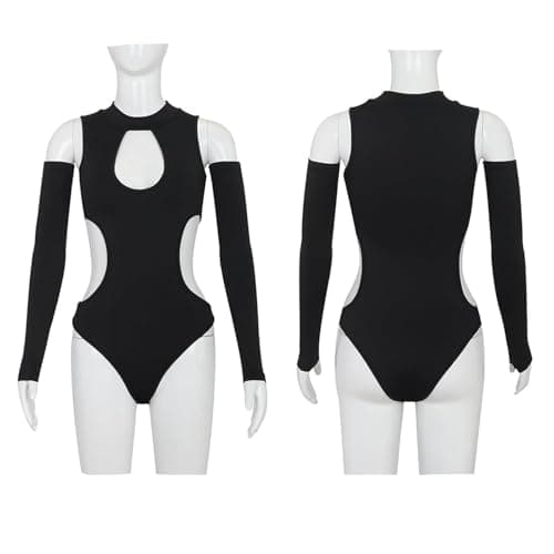 LINNSUJH Gothic Cutout Bodysuit for Women