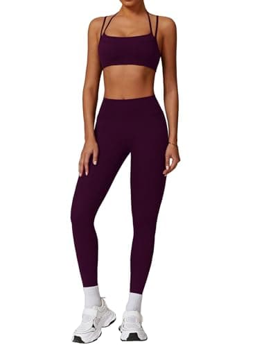 Women's QBGJTD 2-Piece Workout Set: Sport Bra & Scrunch High-Waist Leggings
