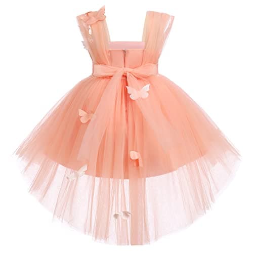 IMEKIS High Low Tulle Butterfly Dress for Toddler Girls Formal Events
