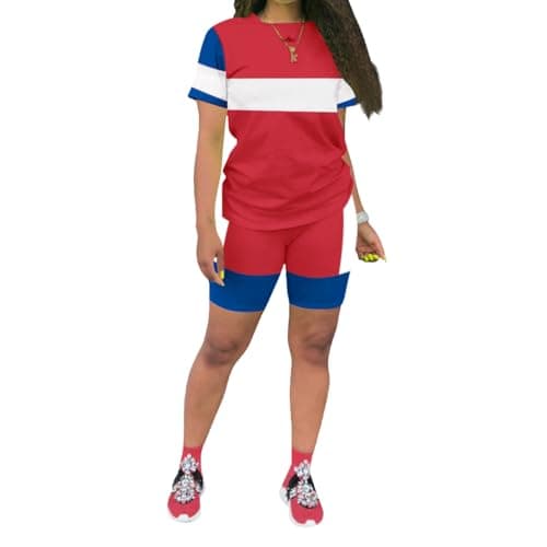 KINIKO Women's Casual Fashion Sports Suit Set - Short Sleeve Top and Pants