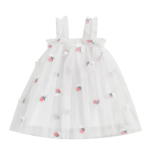 Ginevsal Toddler Butterfly Sleeveless Summer Dress Flowers Tulle
