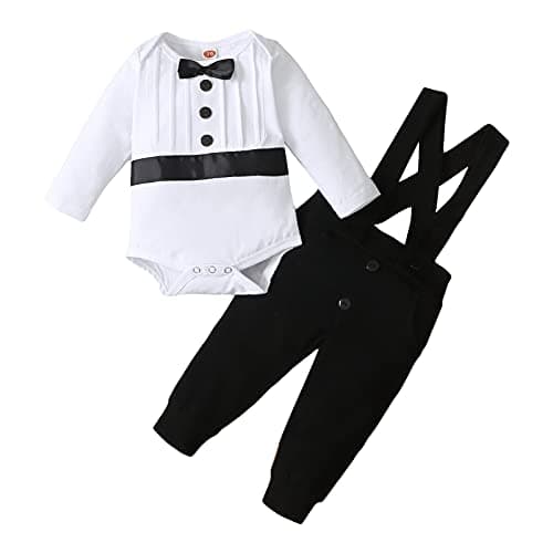 Baby Boys Christening Outfit Bowtie Romper Suit Set