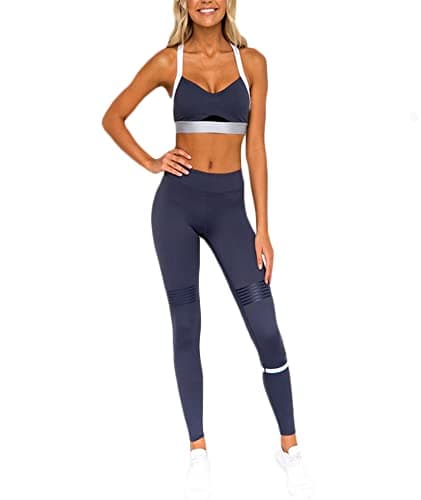 Hotexy Women's High Waisted Yoga Leggings & Stretch Sports Bra Set
