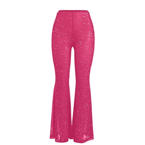 JUMISEE Women's Flared Mesh Sheer Pants for Dance Festival Clubwear