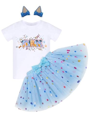 IMEKIS Toddler Birthday Outfit Ruffle Tutu Skirt Dog Ears Hair Clips Set Ideal for 1-6T Birthday Photoshoots  
IMEKIS Toddler Birthday Girl Outfit Shirt Ruffle Tutu Skirt Perfect for 1-6T Birthday Parties  
IMEKIS Cute Birthday Outfit Tutu Skirt with