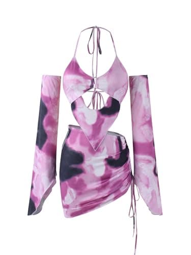 CAPE CLIQUE Women's Sexy Y2K Festival Outfits Long Sleeve Summer Clubwear