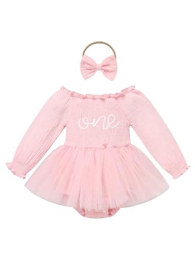 IDOPIP Strawberry Butterfly 1st Birthday Smocked Romper & Tutu Dress