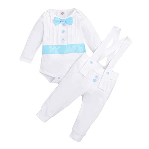 Baby Boys Christening Outfit Bowtie Romper Suit Set