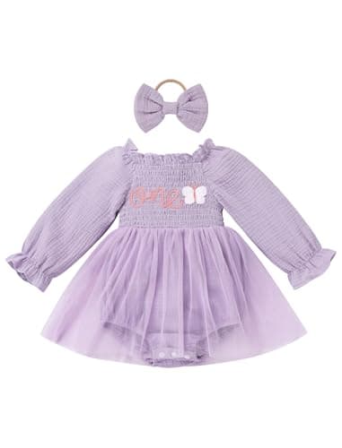 IMEKIS Baby Girl 1st Birthday Snowflake Romper & Headband Outfit