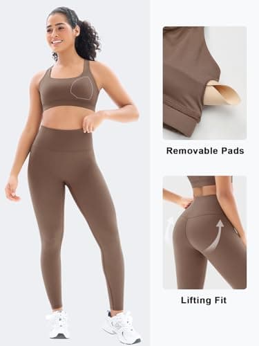 YNNTHY High-Waisted Leggings with Cross-Back Sports Bra for Women Gym Outfits