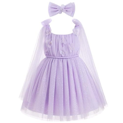 ODOLDI Baby Flower Girl Sleeveless Spaghetti Straps Floral Embroidered Birthday Dress