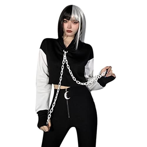 Gothic Punk Lace Hoodie Crop Top for Women