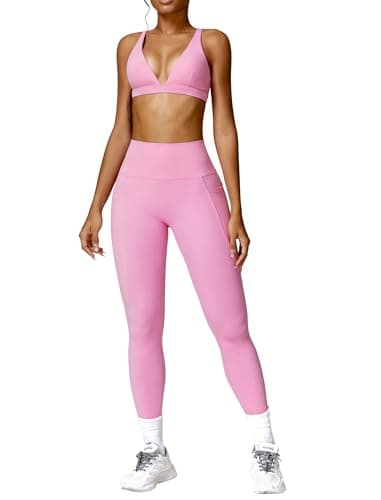 ABOCIW Women's High Waist Legging & Sports Bra Workout Set