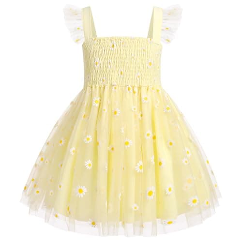 IMEKIS Toddler Girls Boho Backless Floral Confetti Formal Tulle Dress