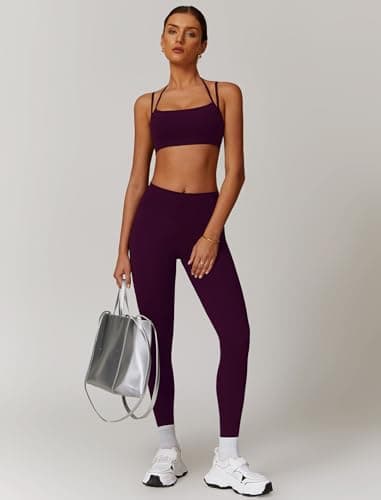 Women's QBGJTD 2-Piece Workout Set: Sport Bra & Scrunch High-Waist Leggings