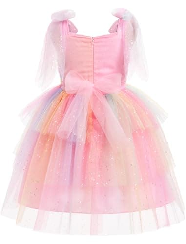 IMEKIS Shiny Heart Tulle Tutu Dress for Toddler Girls 4-10T