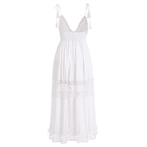 Boho Maxi Dress Lace Up Tassel V Neck Flare Wedding Beach Dresses