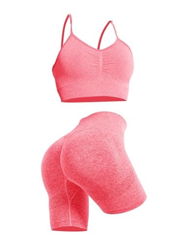 Women's Workout Sets: Strappy Sports Bra & High Waist Biker Shorts