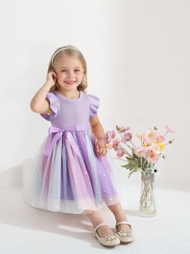 Sinhoon Toddler Girl Tulle Summer Ruffle Dresses 1-6Y