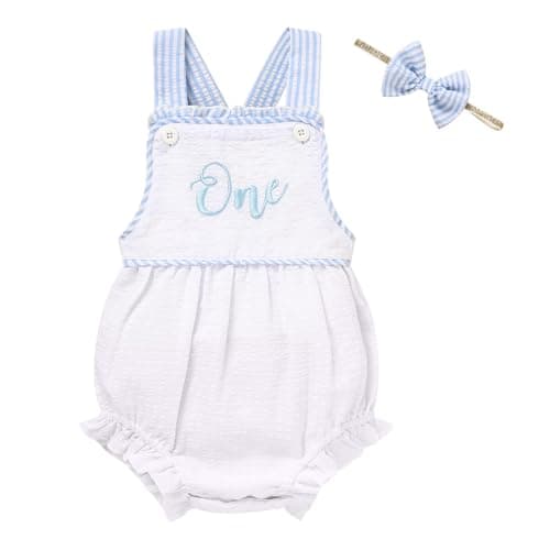 TITKKOP Baby Girl 1st Birthday Bubble Romper Sleeveless Bodysuit
