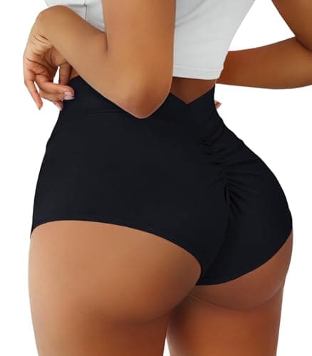 High Waist Yoga Booty Shorts for Women with V Back Scrunch - Butt Lifting Gym Bottoms
