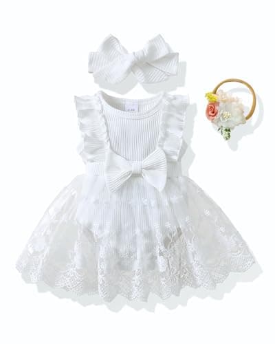 Renotemy Newborn Lace Romper Boho Flower Dress for Summer Photography