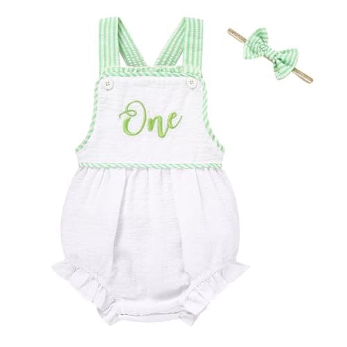 TITKKOP Baby Girl 1st Birthday Bubble Romper Sleeveless Bodysuit