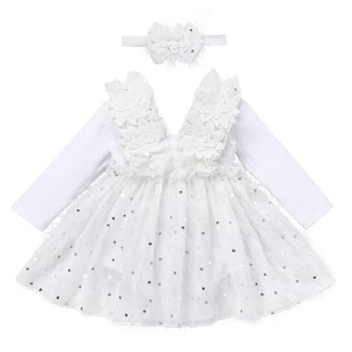 Girls 1st Birthday Snowflake Romper with Headband