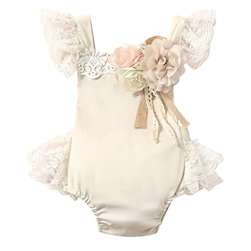 Baby Girls Lace Romper Dress - 1st Birthday Outfit