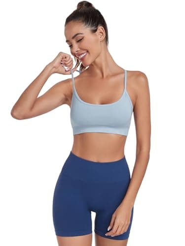High Waisted Yoga Shorts and Strappy Sports Bra Gym Set for Women