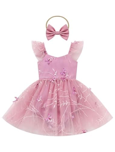 IMEKIS Baby Girls Floral Romper Dress for 1st Birthday & Wedding Tulle Tutu