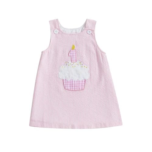 GOOCHEER Baby Girl Cake Embroidery One-Year-Old Dress