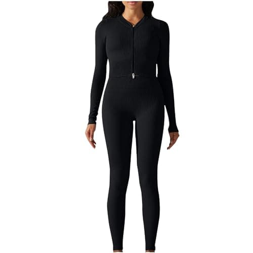 Fartey Women's Matching Workout Set High Waist Leggings & Zip Up Tops